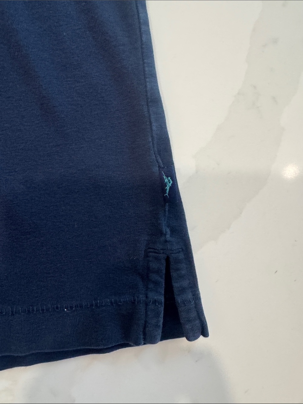 Tommy Bahama Navy Short Sleeve Pocket Tee with Lime Green Dolphin - Picture 3 of 5